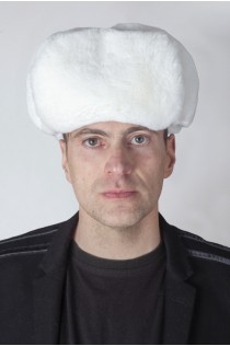 White rex rabbit fur hat, russian style